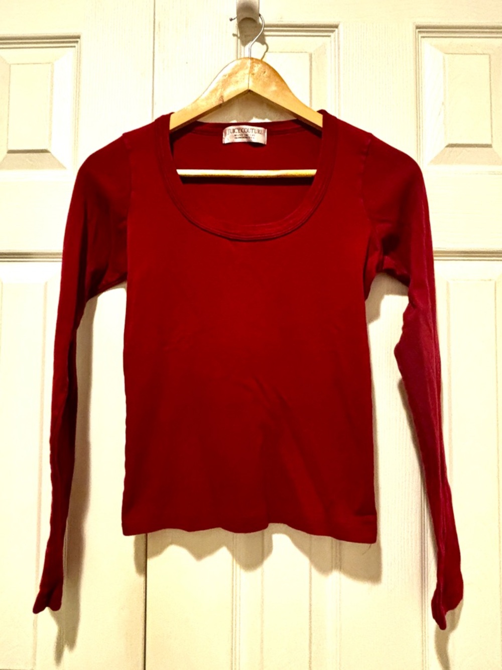 Juicy Couture Dark Red Long Sleeve Scoop Neck Tee, L